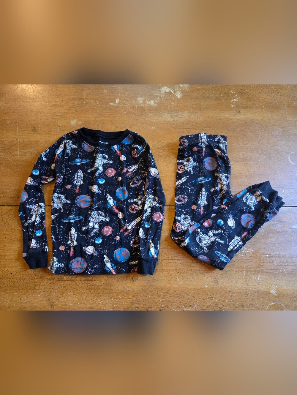 Kids Black Space Rocket Pajama Set